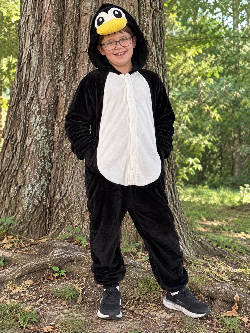 Penguin Hoodie Bodysuit Halloween Cosplay M L Dress-Up Kids Costume Clothing